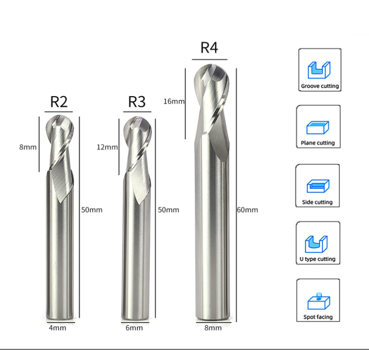 3pcs Spiral Milling Mills Tool