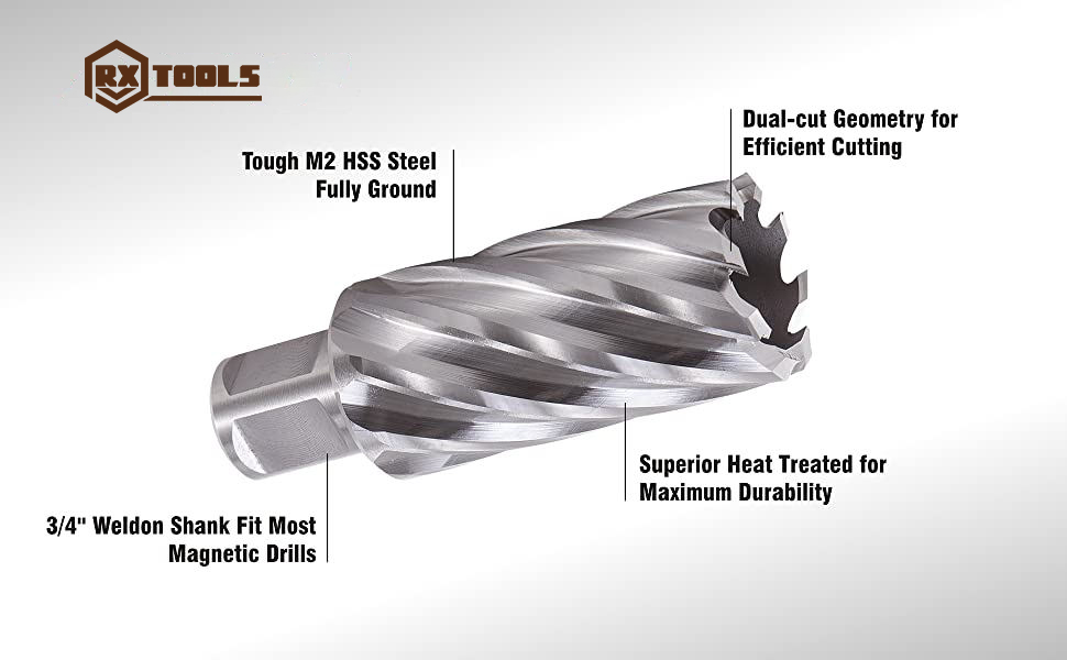 RuiXin TOOL 11/16" Diameter × 2" Depth of Cut HSS ANNULAR Cutter with 3/4'' Weldon Shank